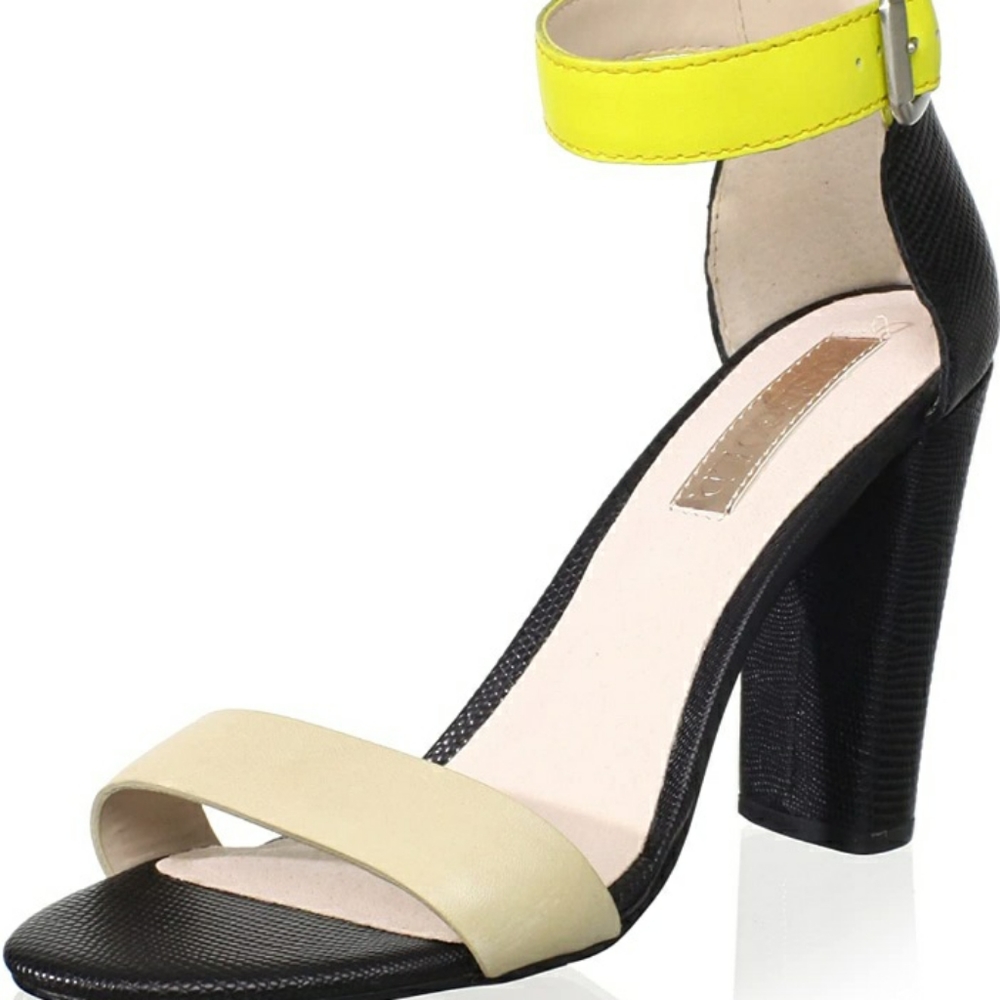 Rosegold Ankle Strap Color Block Heels Sz 8